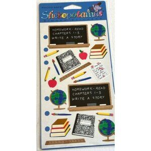 Stickopotamus School Supplies Stickers Chalkboard, Notebook, Apple, Pencil Globe